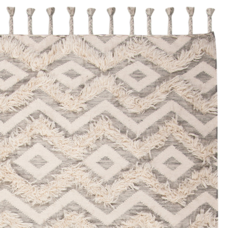 Tapis géométrique en laine / coton noué à la main Raeleigh, Rectangle 9 pi x 12 pi