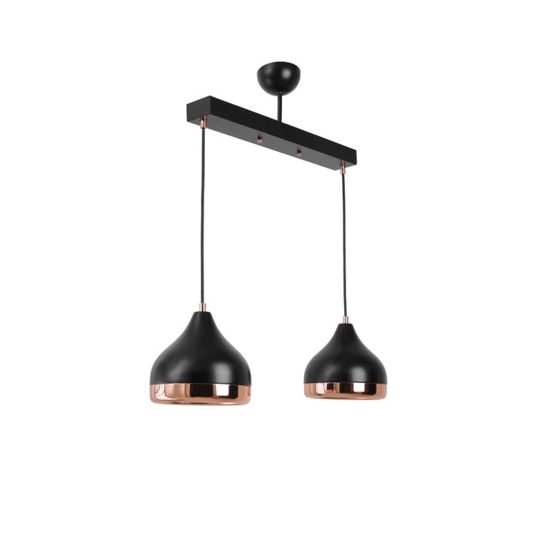 Élégant lustre scandinave, finition cuivre et noir, 17,0 pouces de diamètre x 27,6 pouces de hauteur | Fabrication 100% métal, hauteur réglable, douille E27, 40 W maximum | Luminaire moderne pour la salle à manger et les espaces de vie