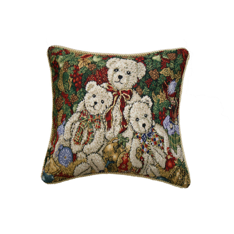 Decorative Christmas Teddy Bears Design Tapestry Throw Pillow, Pillow Cover Only - No Insert