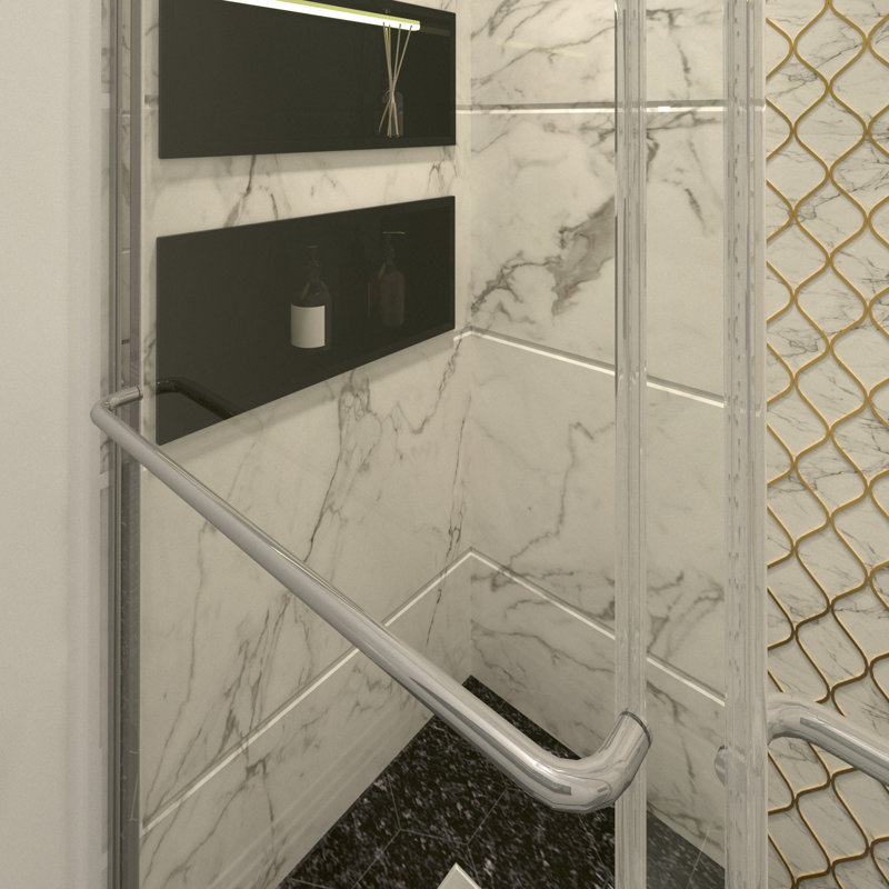 Portes de douche: double coulissement avec collision, poignée en acier inoxydable 304, verre trempé Nano Clean, film anti-explosion, glissement en douceur, concept de stratégie de fuite fantastique