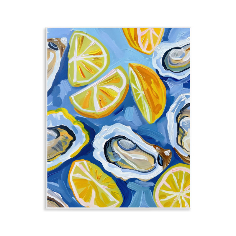  Lemon & Oyster Pattern Wall Plaque Art by LSR Design Studio