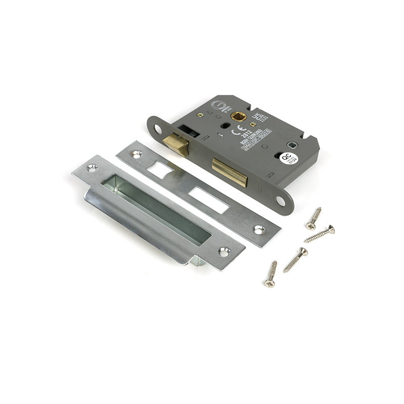 Polished SS 3" Heavy Duty Bathroom Mortice Lock, Satin Chrome