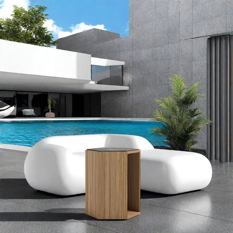 Table basse de patio en bois massif, H 23,61 po x l 19,69 po x P 19,69 po