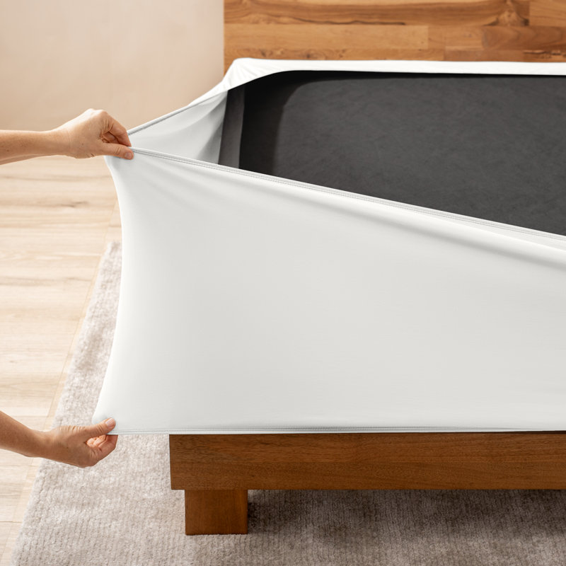 Housse de sommier enveloppante, Simple, Blanc antique