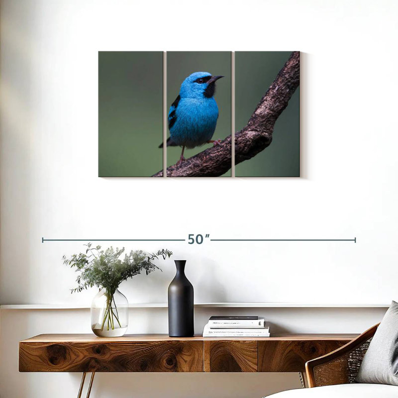 Vivid Blue Bird, 20" H x 33" W