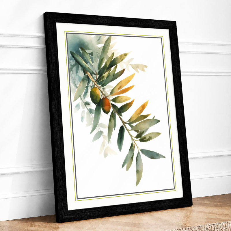 Olive Branch Botanical - Framed Print, A1 - 84.1 x 59.4 cm, Black