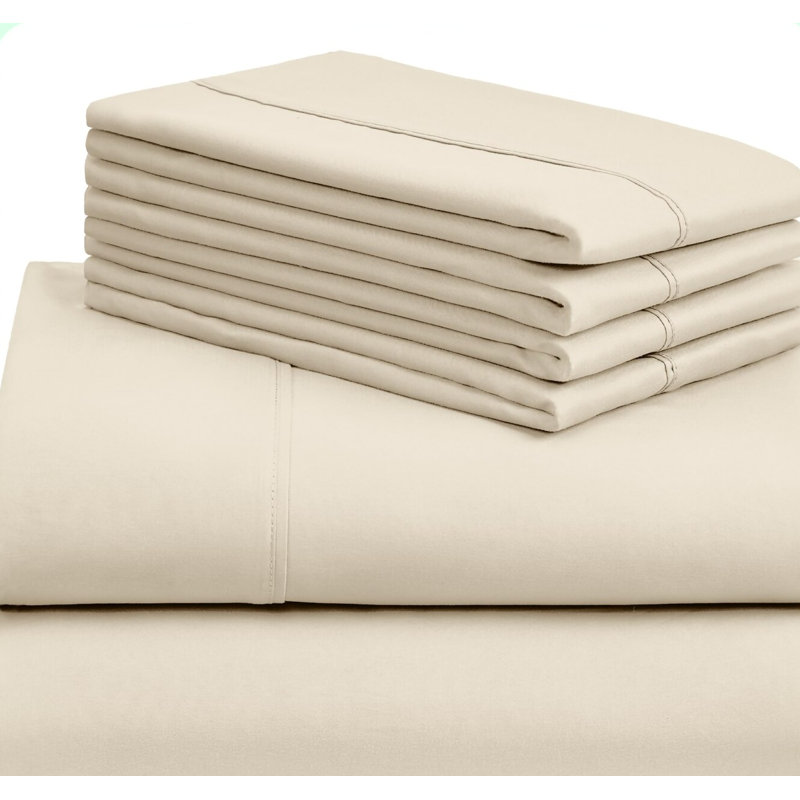EcoCool Rayon From Bamboo Queen Sheet Set - Deep Pockets, Wrinkle Free, Cooling, Machine Washable, Hotel Bedding - Silky Soft Cream Sheets - 6 PC
