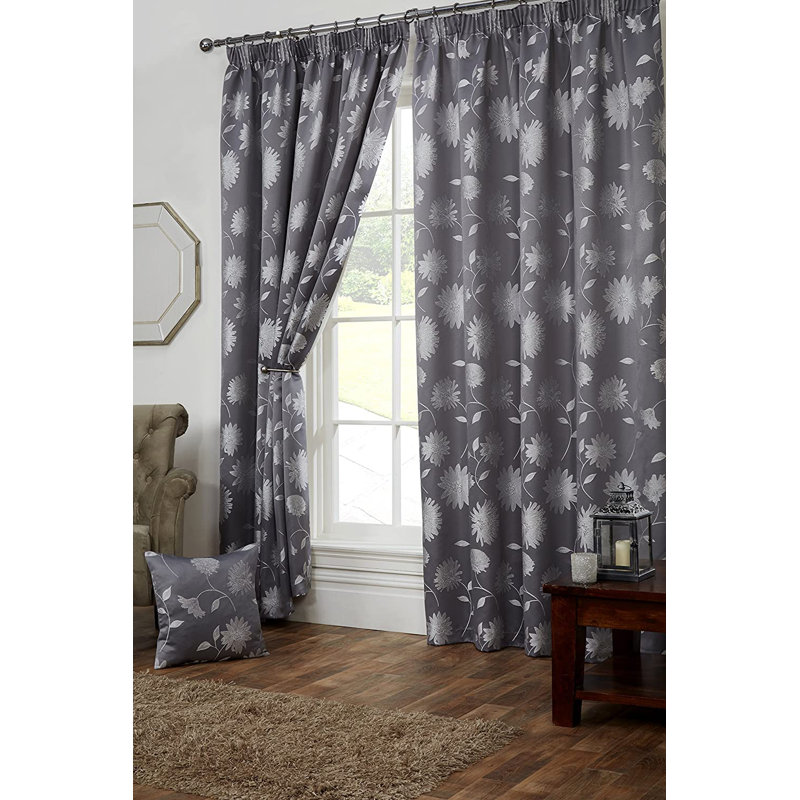 Brothir Room Darkening Curtain Pair, Silver, Width 168 x Drop 229cm