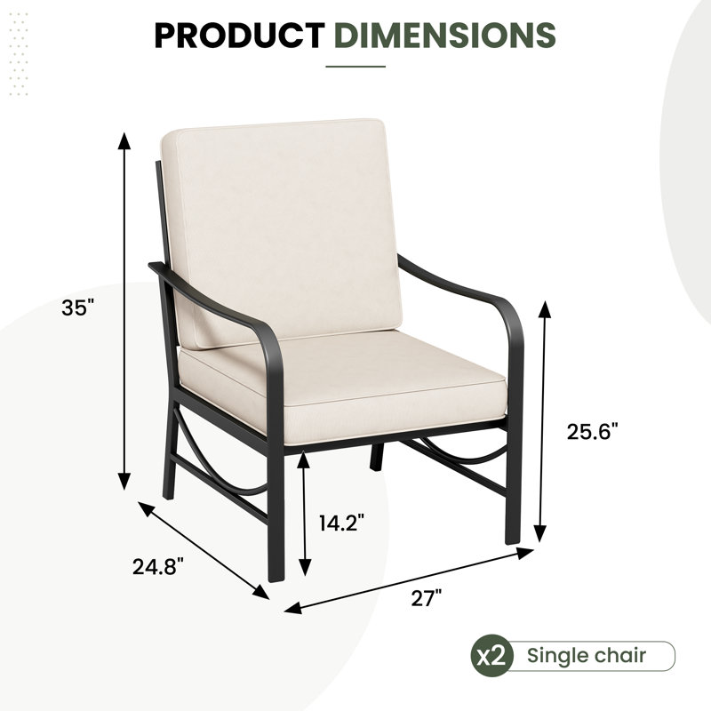 2-Pieces Iron Material SIngle Armchair, Beige, No