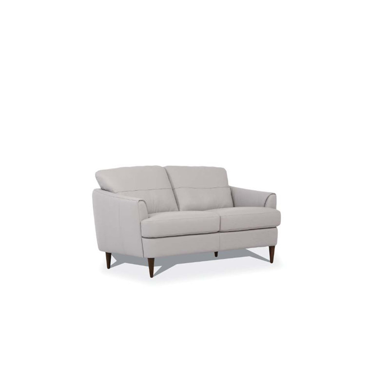 Lyanna Loveseat Cream Faux Leather, Pearl Gray Genuine Leather