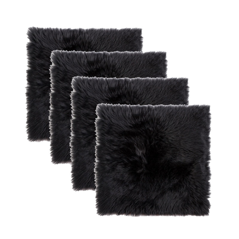 Coussin de chaise en peau de mouton, Noir