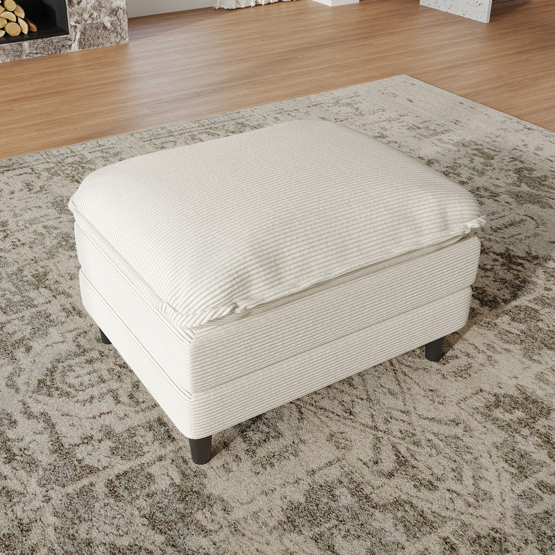 Comfy Sectional Modular Cloud Couch Sofa Ottoman- Corduroy Fabric, Beige