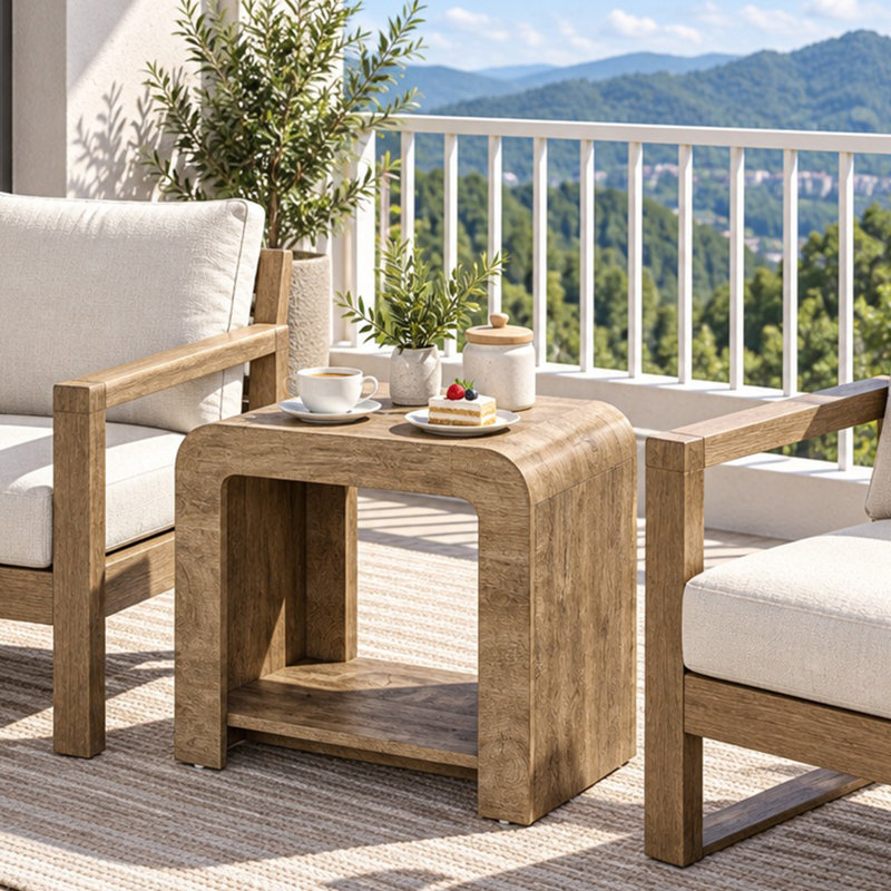 Table d'appoint de style champêtre à 2 niveaux, table de chevet en bois avec rangement, idéale pour le salon ou la chambre.