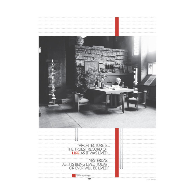 «Architecture is» par Frank Lloyd Wright - Estampe numérique, H 20 po x l 16 po