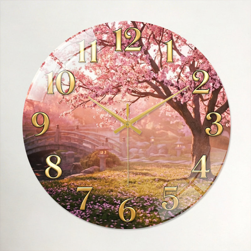 Horloge murale Cherry Blossom, 40 x 40 cm (15,7 x 15,7 pouces)