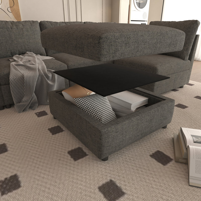 Grand canapé modulaire moderne avec fonction de rangement, canapé modulaire en U pour le salon, rangement pour lit en chenille de 123 po