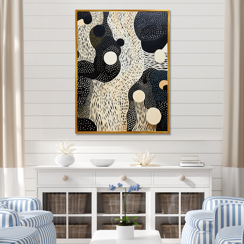 «Deep Marine Scenes Modern Collage III», reproduction sur toile, Cadre flottant doré, H 40 po x l 30 po x P 1,5 po