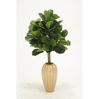 48'' Faux Fiddle Tree in Wood Vase