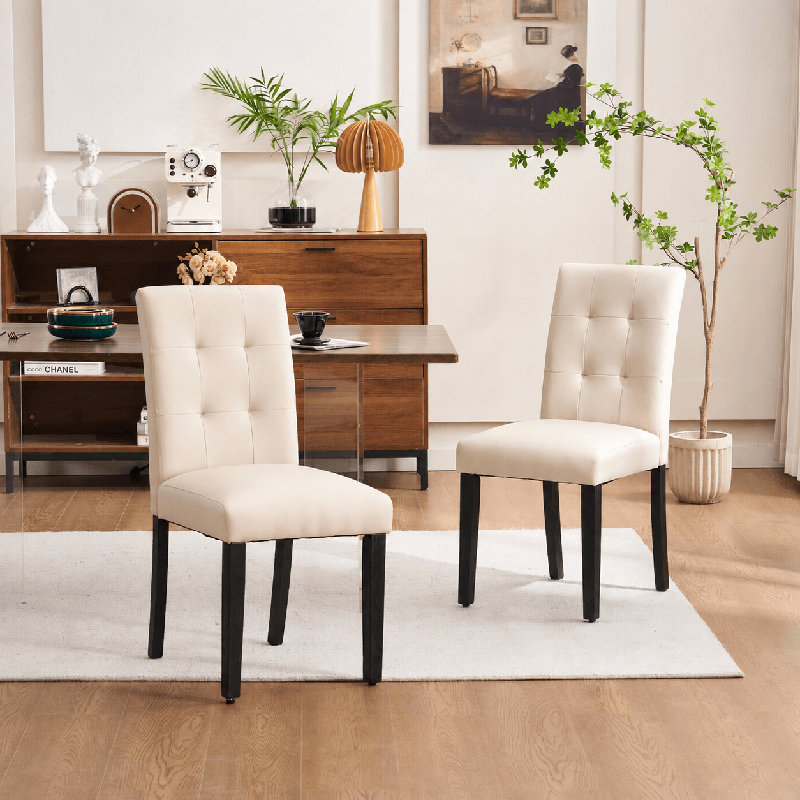 Faux Leather Upholstered Dining Chairs, Beige