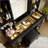 Vanity Desk With LED Mirror And Lights, Glass Top Vanity With RGB Glass Light Cabinets, Dressing Table With 3 Drawers ,Storage Shelves And Stool For Bedroom-2141599452