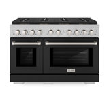 ZLINE 48 in. 6.7 cu. ft. Paramount Gas Range W/ 8 Burner DuoPro Cooktop and Dual Ovens in Satin Stainless Steel W/ Black Matte Doors