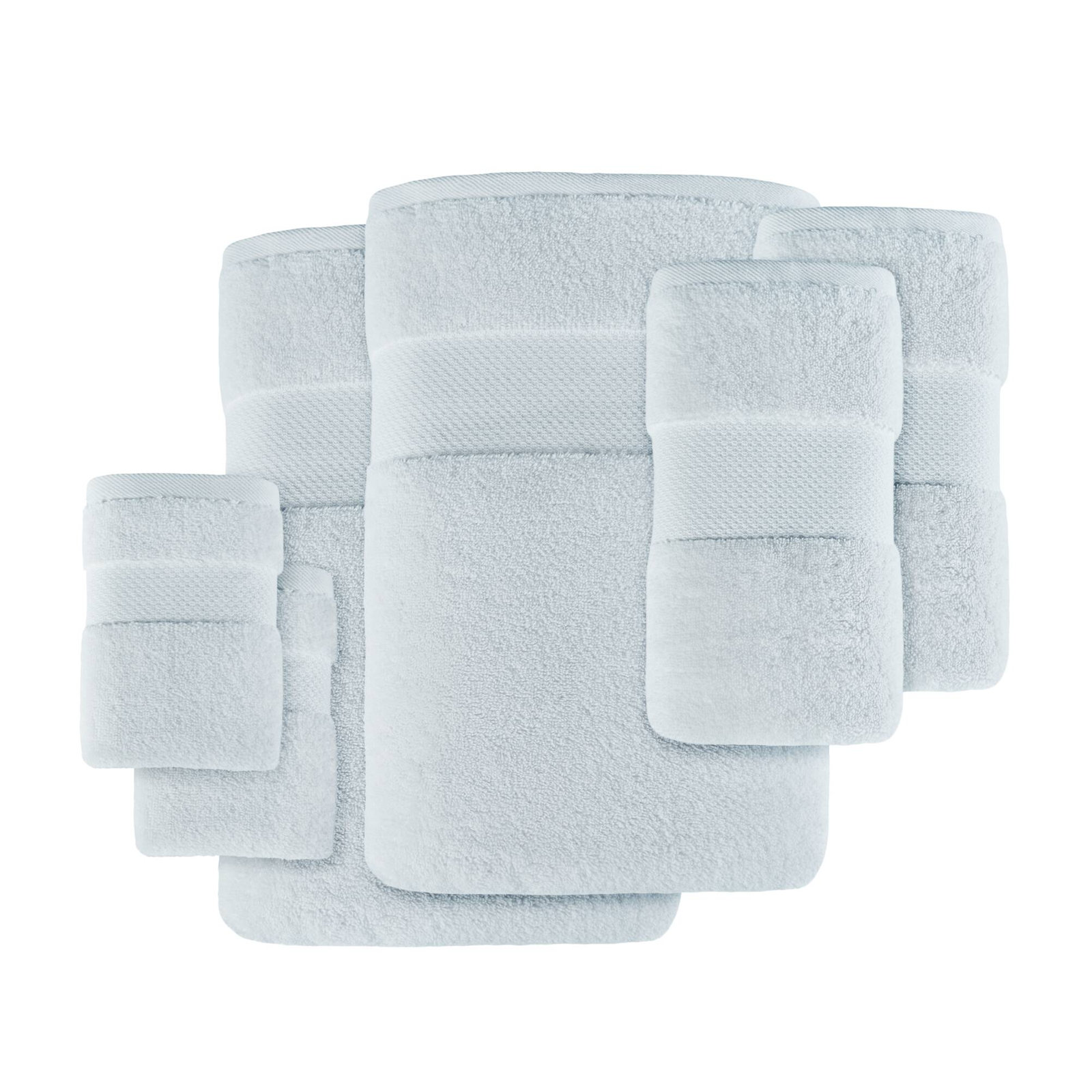 Turkish Cotton Quick-Dry Towel Set, Light Blue, 6 Piece Towel Set