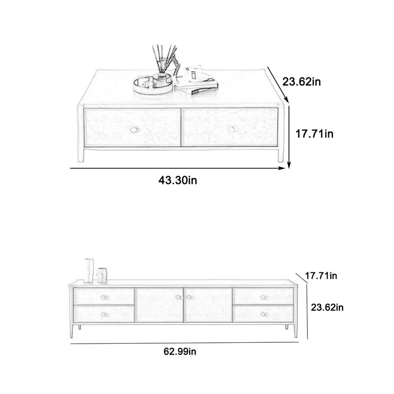 Eco-painted round edge solid wood coffee table