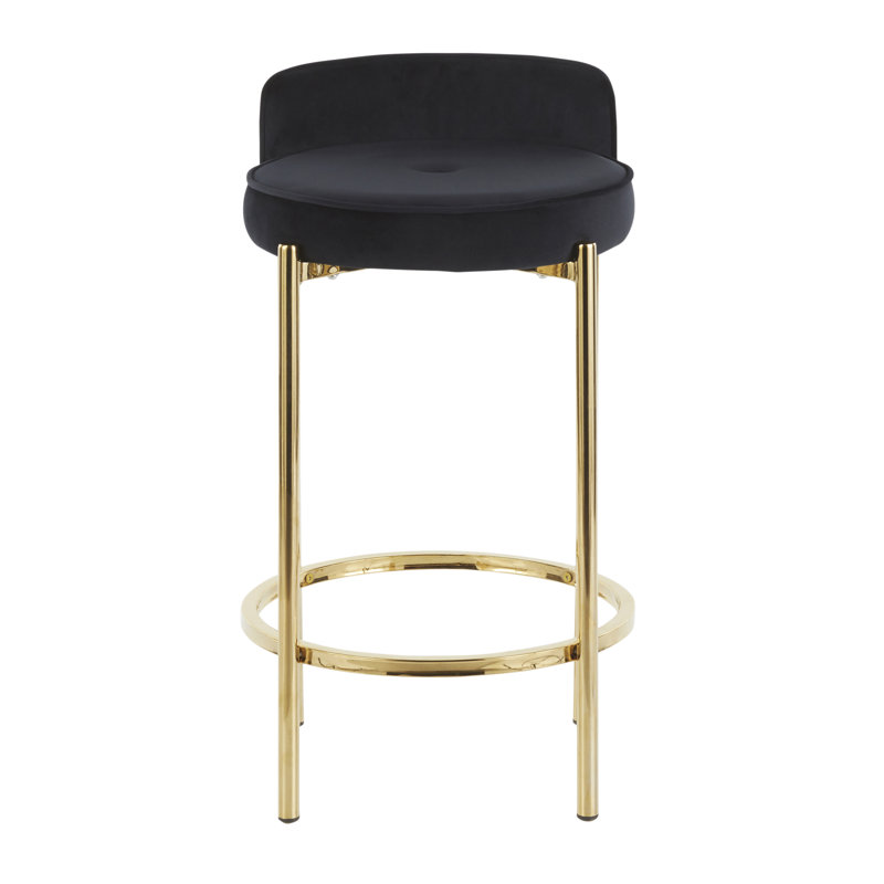 Aurbree 25.5'' Velvet Counter Stool, Black