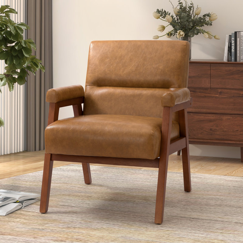 Fauteuil Arnee, Similicuir brun clair