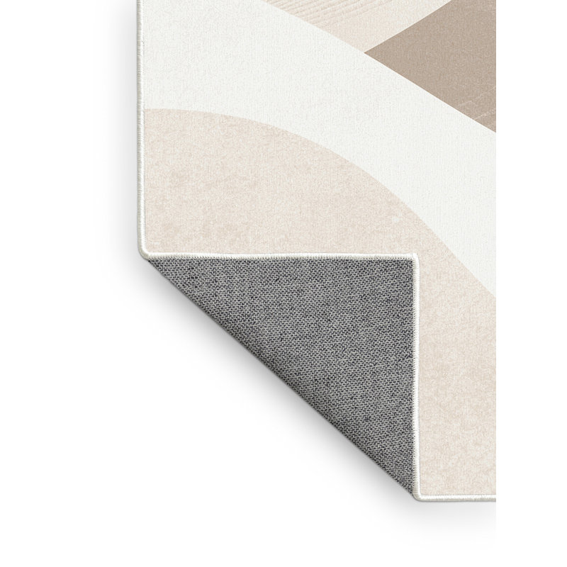 Tapis ovale minimaliste transparent lavable à la machine en gris - reliure blanche, Rond 3 pi