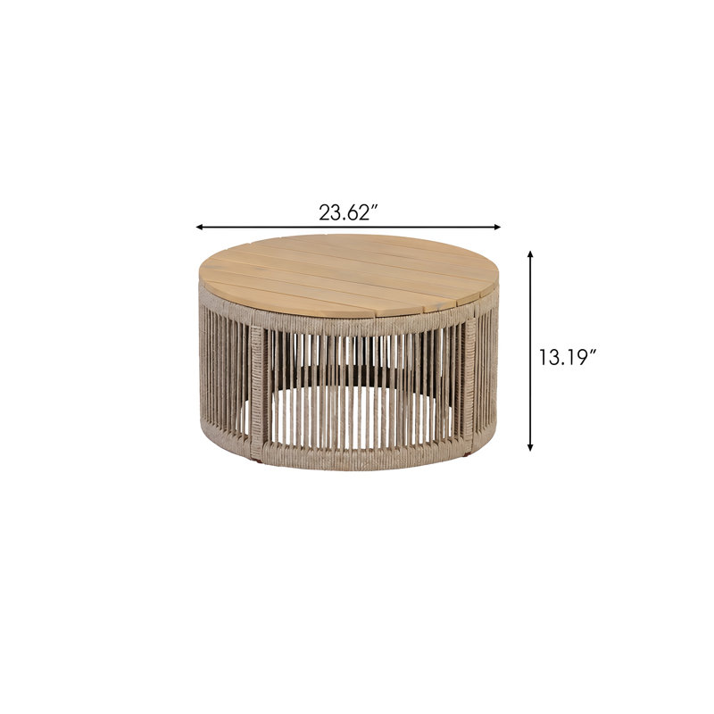 Table basse ronde pour l'extérieur avec plateau en bois d'acacia Everett