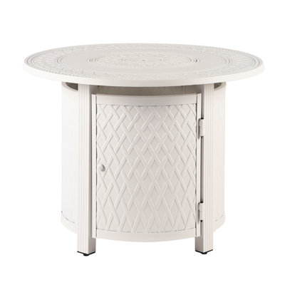 Rond Delrick X 34 po Table foyer en aluminium au propane avec perles de verre, deux couvercles, couvercle, 37 000 BTU