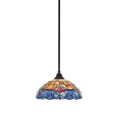 Edge Stem Hung Pendant Shown In Espresso Finish With 16" Sierra Art Glass