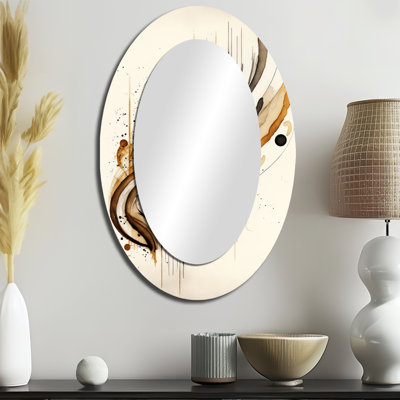 Mouvement brun et noir I - décor de miroir mural ovale brun