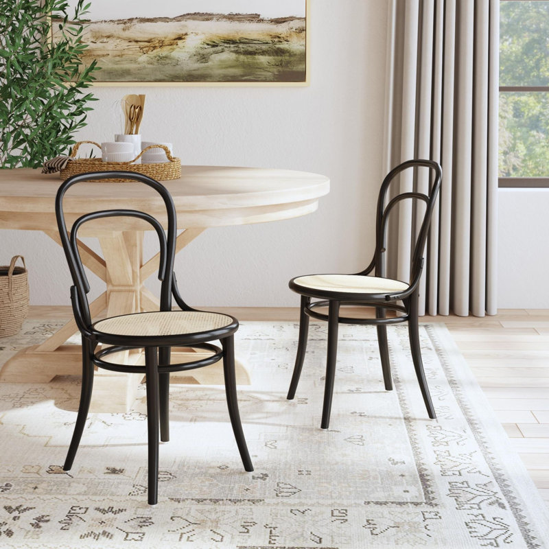Diane Solid Wood Bistro Dining Chair, Black