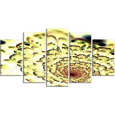 DesignArt Green Light Fractal Flower Pattern On Canvas 5 Pieces Print ...