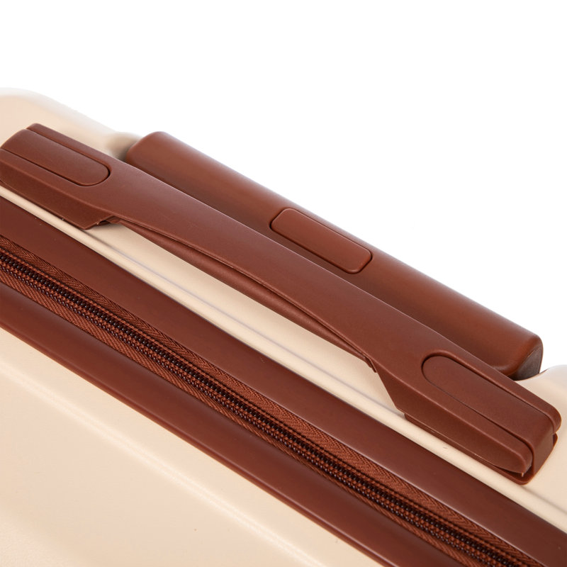 14"/20" 2 pcs/set in ABS Spinner Wheel Luggage, with Combination Lock,14" Cosmetic Case (Beige)