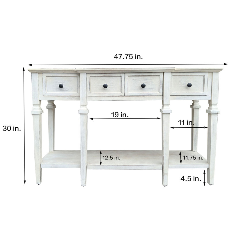 Console Alexis, H 34,06 po x l 61 po x P 13 po, Blanc
