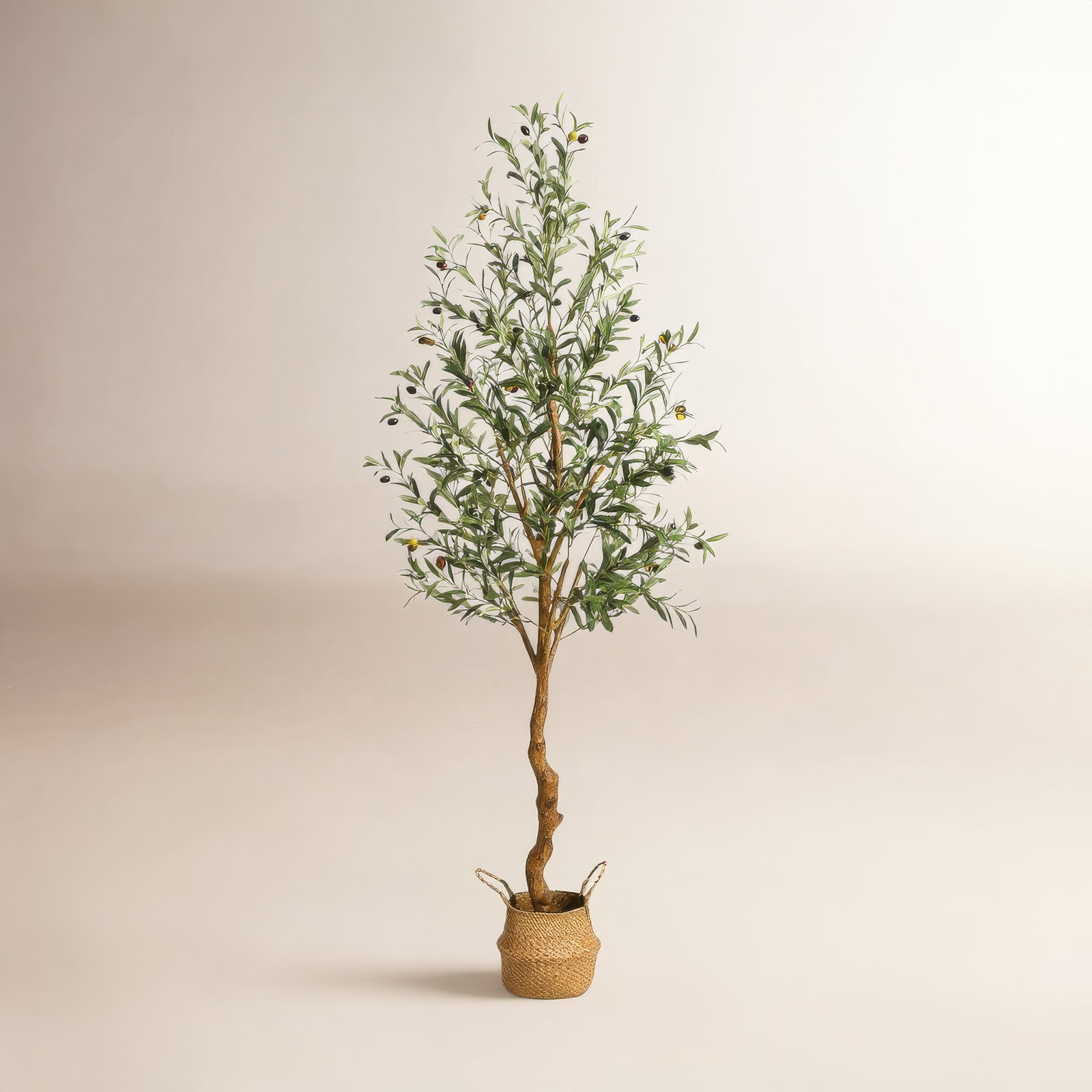 Artificial Olive Tree  Tall Faux Silk Olive Trees With Backet For Home Office Living Room Decor Indoor Fake Potted Tree With Handmade Seagrass Basket And Lifelike Fruits