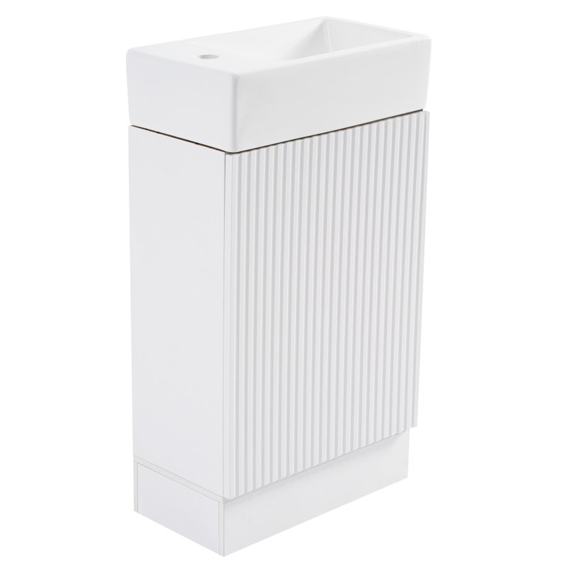 Meuble-lavabo polyvalent avec des fonctionnalités avancées pour une configuration de salle de bain idéale, Blanc