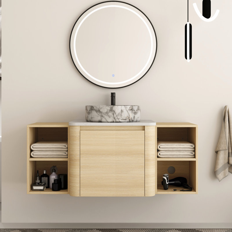 Ensemble de meuble-lavabo simple 48 po avec plateau en pierre reconstituée Eaton, 48", Gris