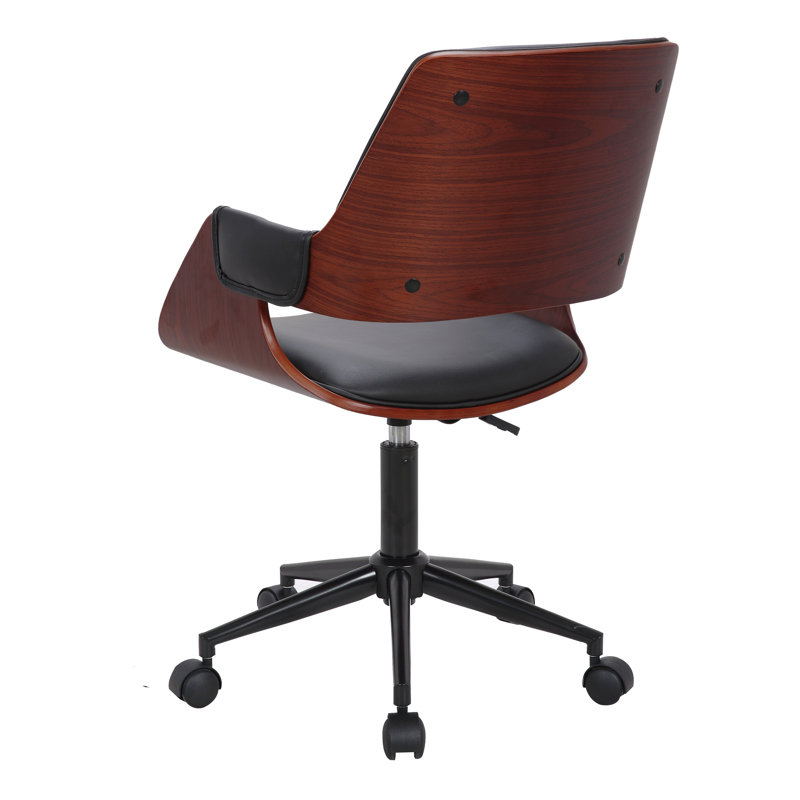 Geryon Faux Leather Mid-Century Office Chair, Black