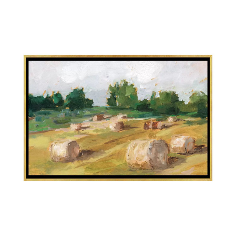 "Hay Field I" par Ethan Harper, reproduction d’art, H 18 po x l 26 po x P 1,5 po, Toile encadrée d'or, Pas de tapis