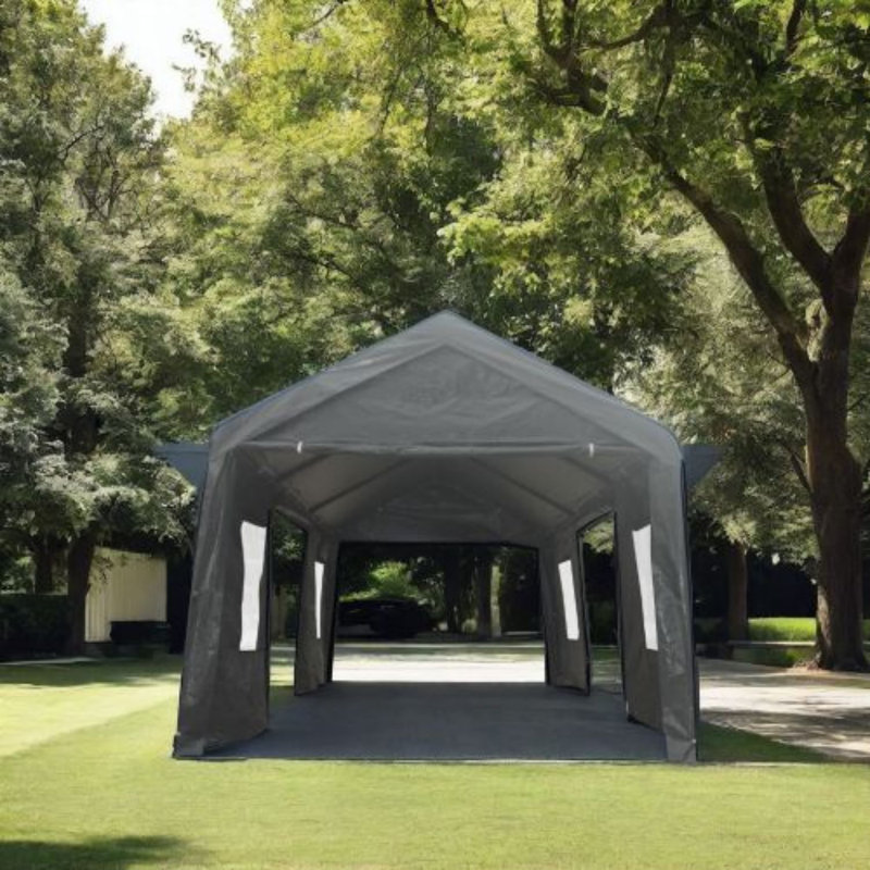 Auvent de rangement en fer, Gris, 12 pi x 20 pi