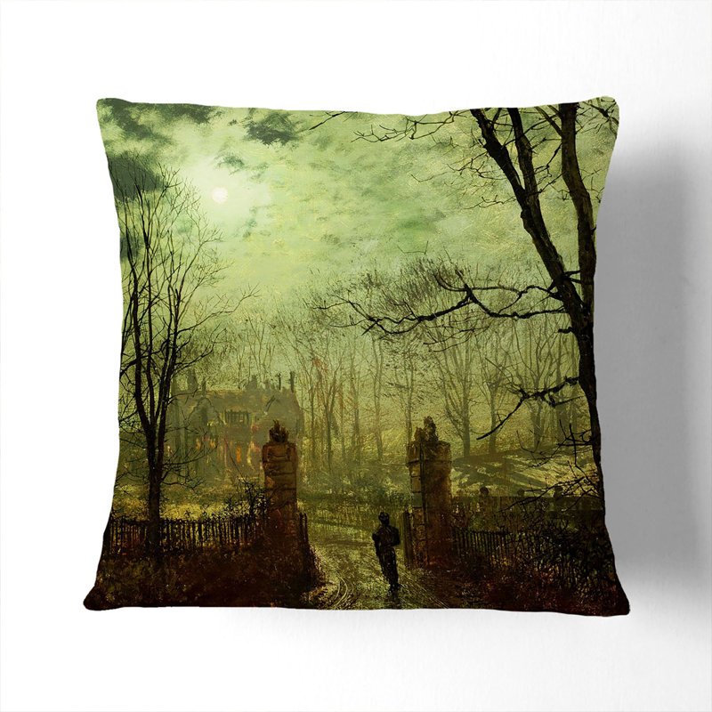 At The Park Gate Square Throw Cushion, 40cm W x 40cm D x 15cm D, Black