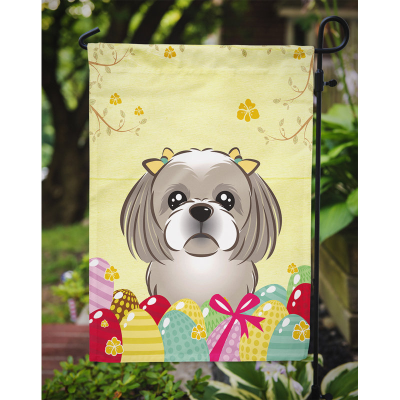 Drapeau de jardin Eron, Shih tzu (gris / argent)