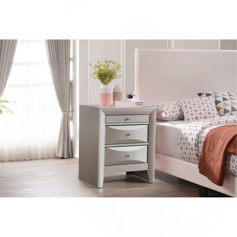 Elegant Silver Champagne Nightstand, Champagne