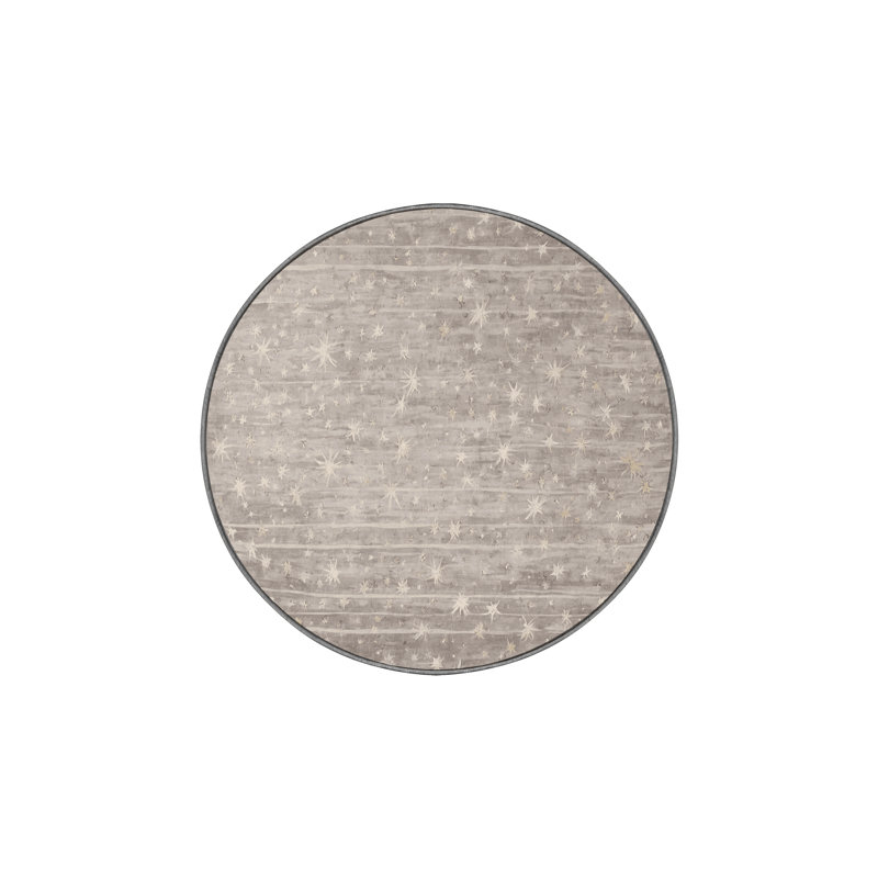 Tapis gris soyeux et moelleux, Rond 6 pi