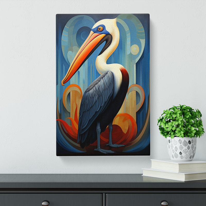 Pelican Art Deco Art - Wrapped Canvas, 76cm H x 50cm W x 3cm D