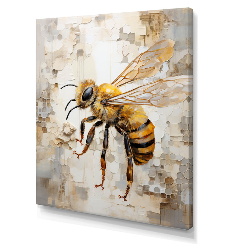 Minimalisme «Buzzing Bee III» sur toile, Toile tendue, H 20 po x l 12 po x P 1 po